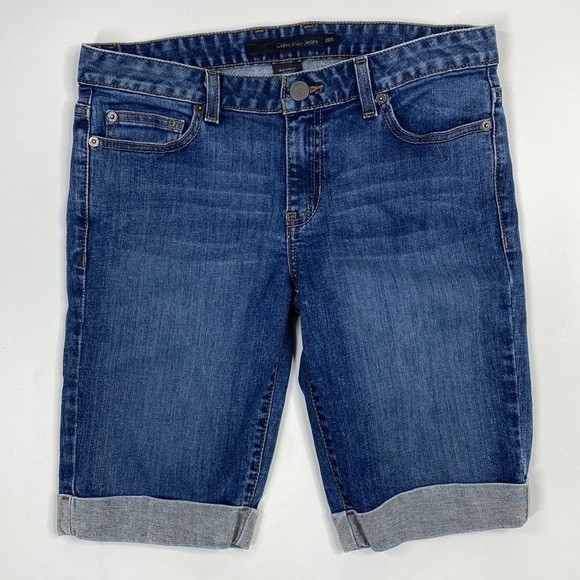 Calvin Klein Denim Rolled Cuff Bermuda Jean Shorts Size 6 - Picture 1 of 9